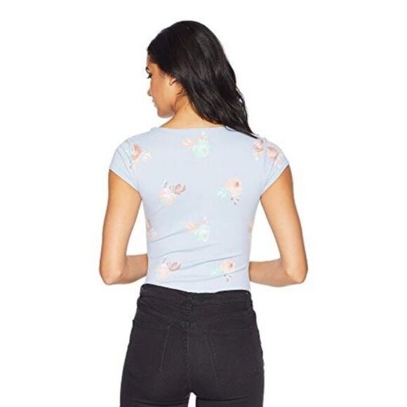 Free People Fair and Square Pastel Blue Floral Bodysuit - Picture 2 of 5